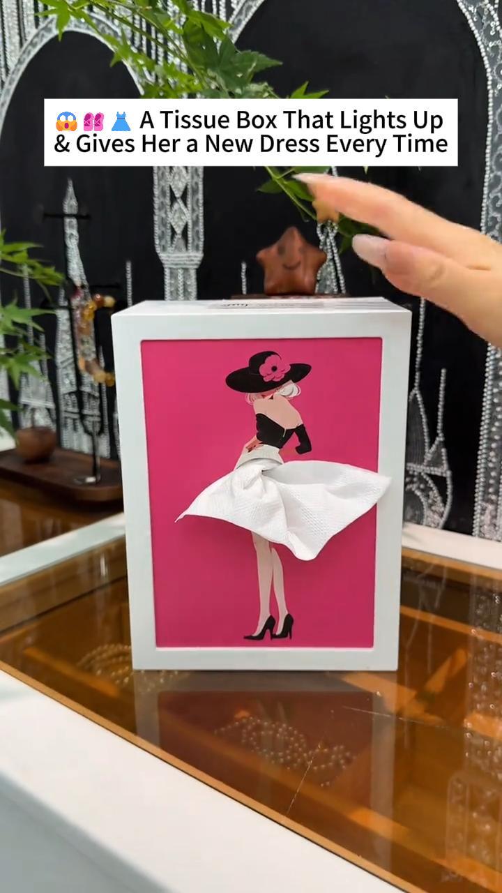 DIY Lady Skirt Tissue Box Holder with Light & 3 Art Inserts