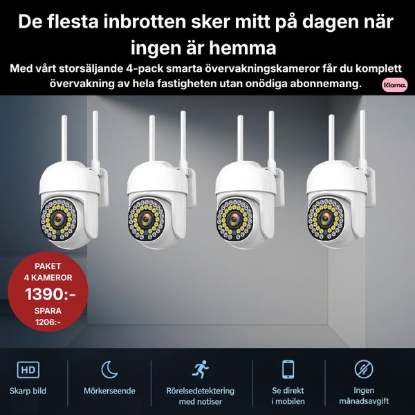4 kameror. 1 390 kr. 0 kr/mån.