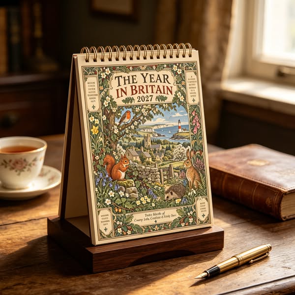 A Year in Britain 2027 – Vintage Storybook Wall Calendar - 1 Set