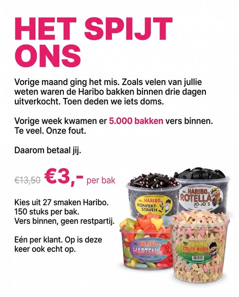 €3 voor 1 kilo Haribo