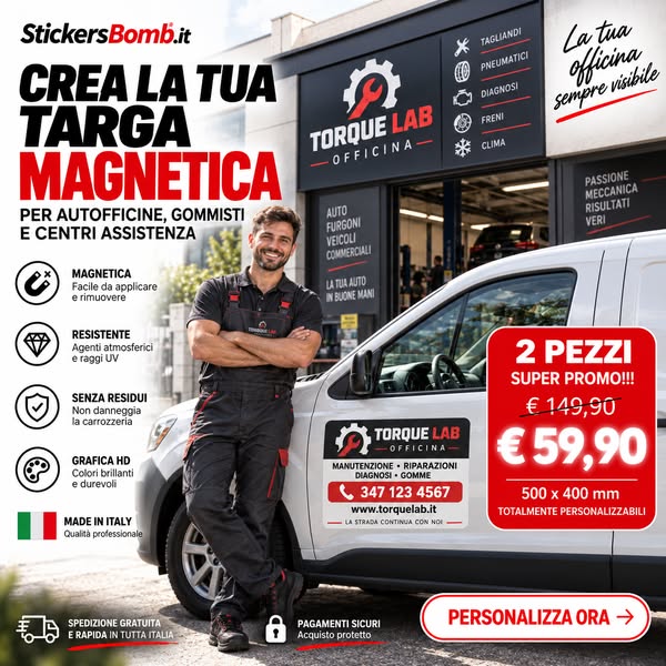 59% sulle Targhe Magnetiche Personalizzate