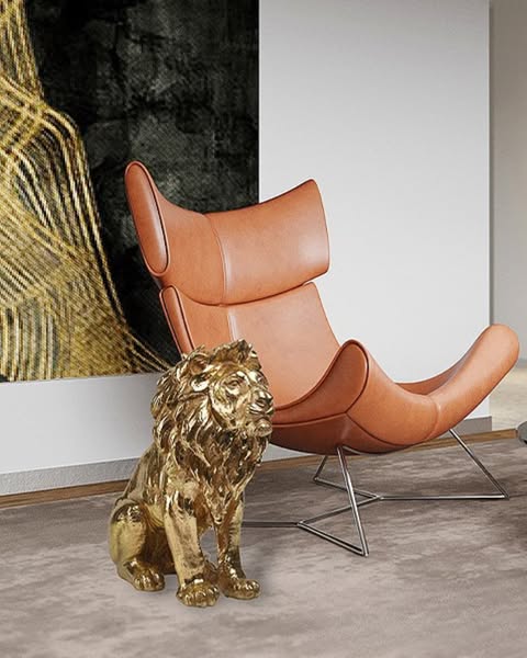 Majestic Gold Lion – Floor Sculpture