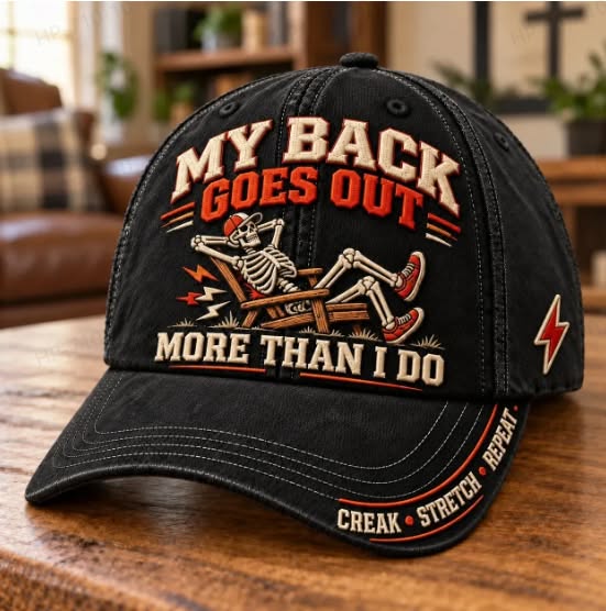 My Back Goes Out More Than I Do Funny Aging Baseball Cap - Navy Blue