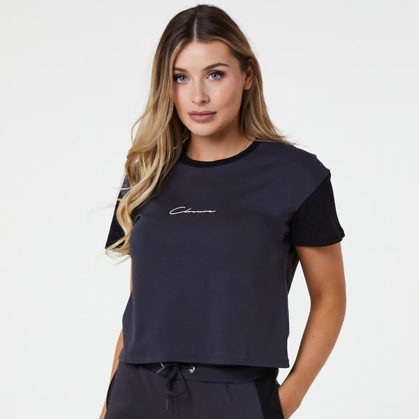 Mini Script Cropped Tee | Black