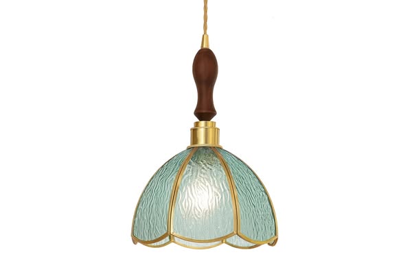 PLN269 | Lampa Wisząca Vintage Z Tłoczonym Kloszem W Miętowym Kolorze Retro E27 40w