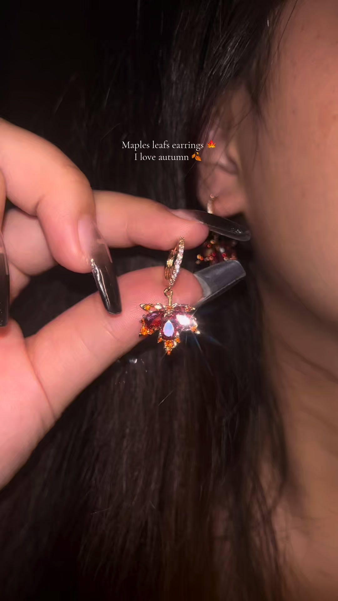 Maple Leaf Gemstone Dangle Earrings