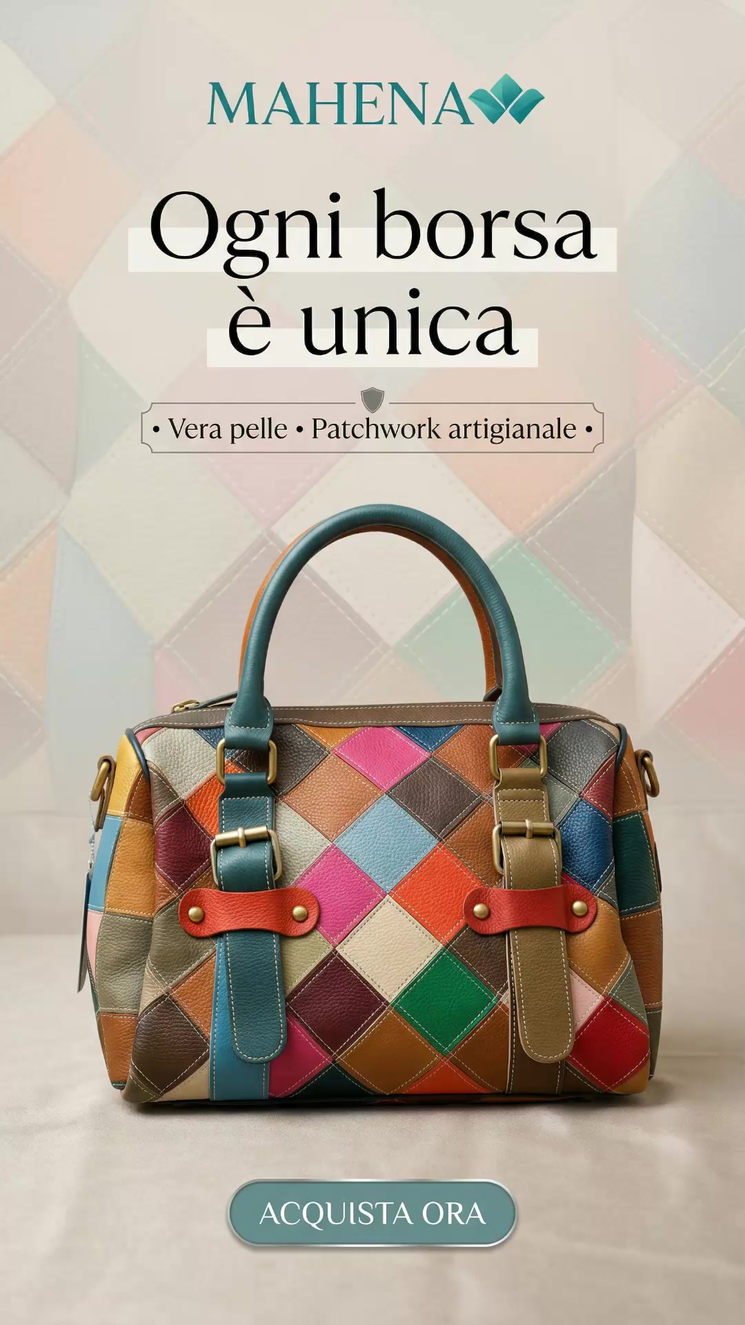 Borsa Patchwork MAHENA – Vera Pelle 100% Unica