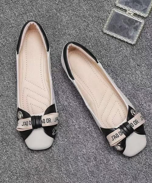 Women Bow Splicing Comfortable Flat Shoes Beige Faux Leather Beige-EU 39/ US 8/ UK 5.5