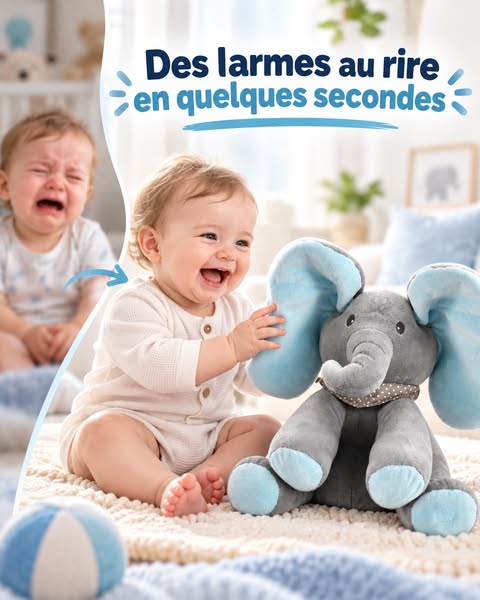 2 derniers jours - 50% de réduction - Peluche éléphant Cache-Cache