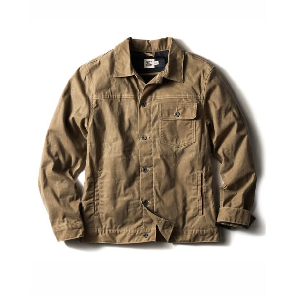 Flannel Lined Waxed Trucker Jacket in Field Tan