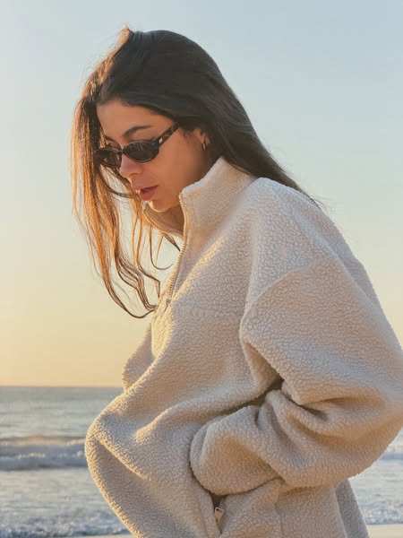 ORTC Women's Sherpa Fleece Quarter Zip Natural