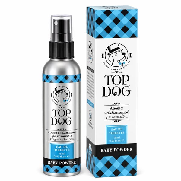 Top Dog Άρωμα Baby Powder 75ml – Υποαλλεργική Αρωματική Λοσιόν για Σκύλους & Γάτες