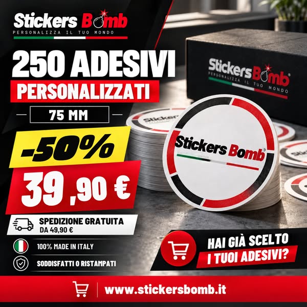 250 adesivi personalizzati a 39,90 €