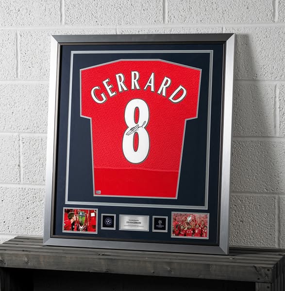 Steven Gerrard Official UEFA Champions League Back Signed and Framed Liverpool 2005 Home Shirt: UEFA Champions League Final Edition