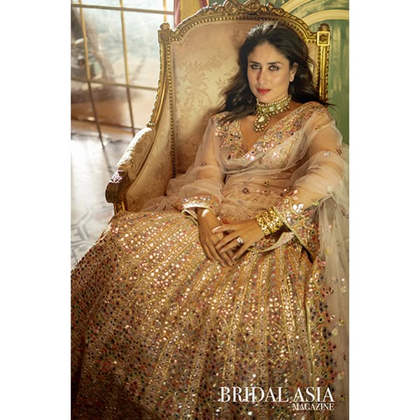 Kareena Kapoor In Peach Chanderi Resham, Gota, Foil Lehenga Set