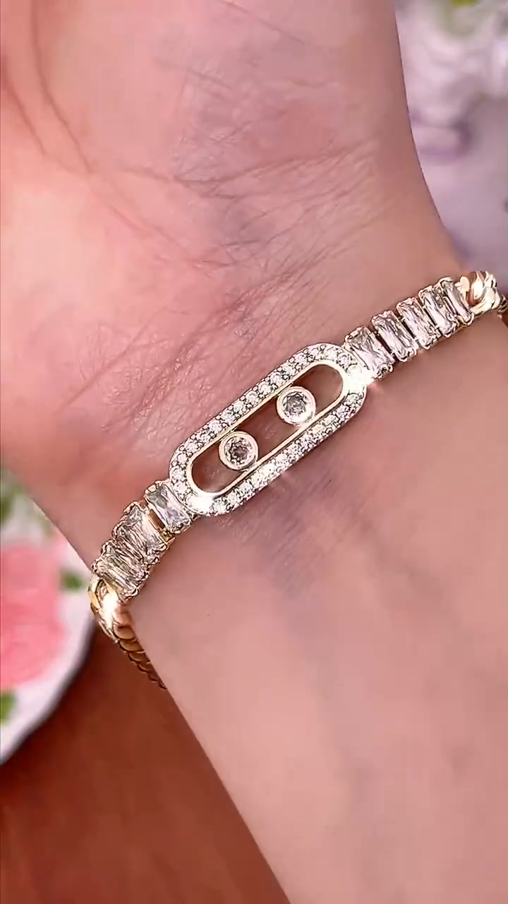 Women's Gold-Tone Cubic Zirconia Chain Bracelet