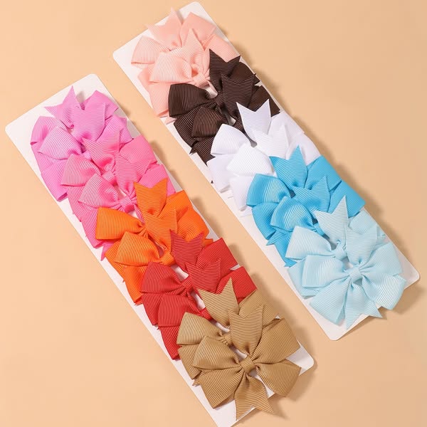 bilicaca 20pcs Multicolor Bow Decor Hair Clip Children's Hair Bows Clips Princess Polyester Plain Casual Toddler Girls Accessories