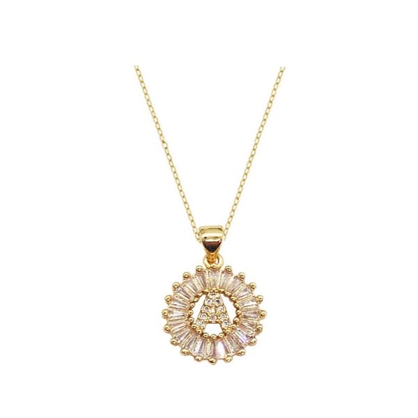 Crystal Initial Disc Necklace
