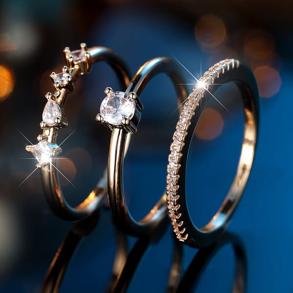 Celestial Spark Triple Ring Set
