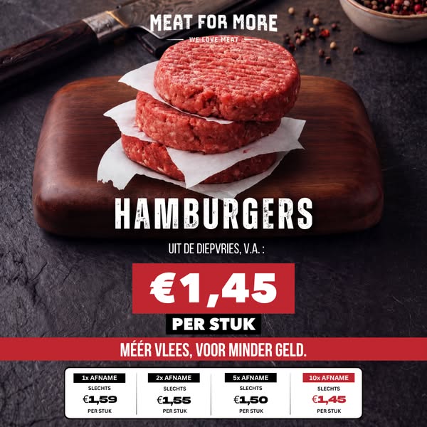10 runderhamburgers voor €14,49