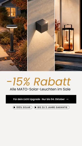 15% auf alle Solar-Leuchten