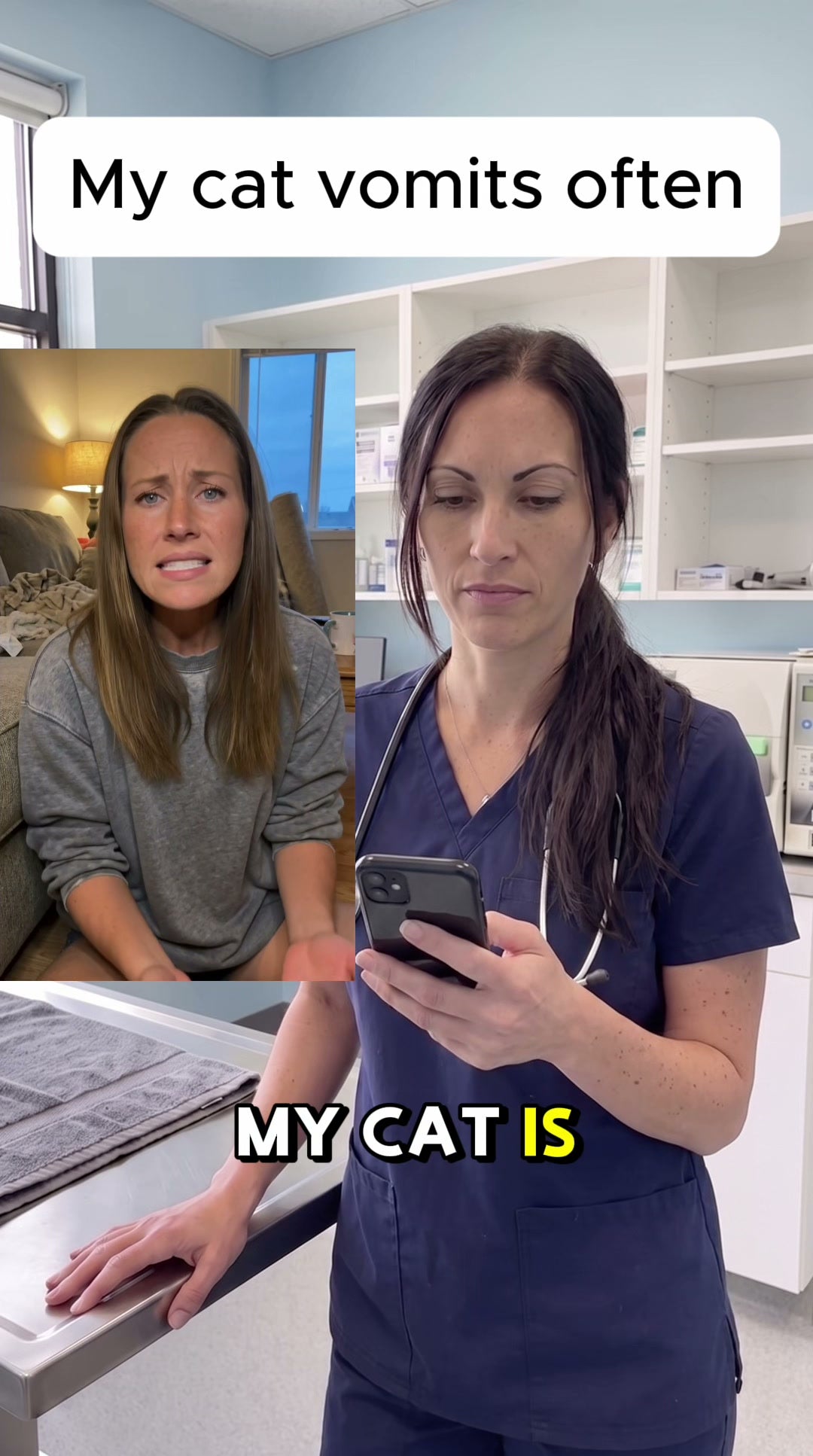 Sick three times a week is not normal. It's fur.