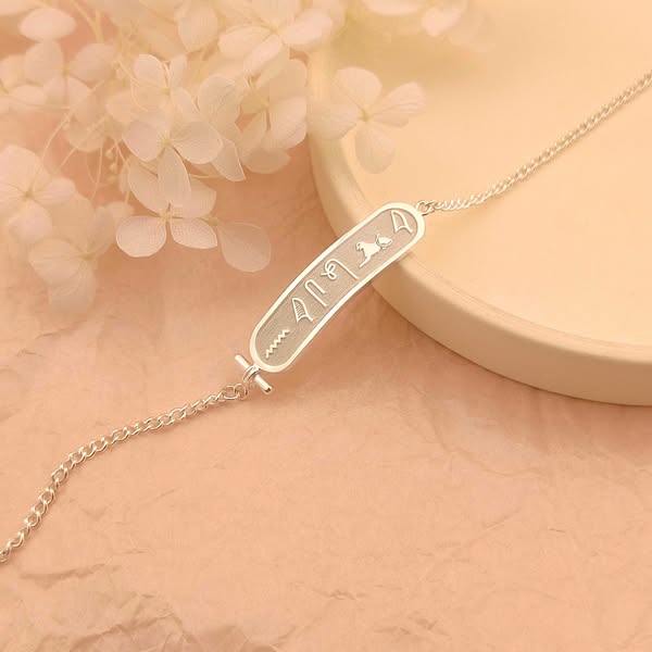 Custom Egyptian Hieroglyphic Name Bracelet, Ancient Egyptian Bracelet, Sterling Silver Bracelet, Personalized Gift