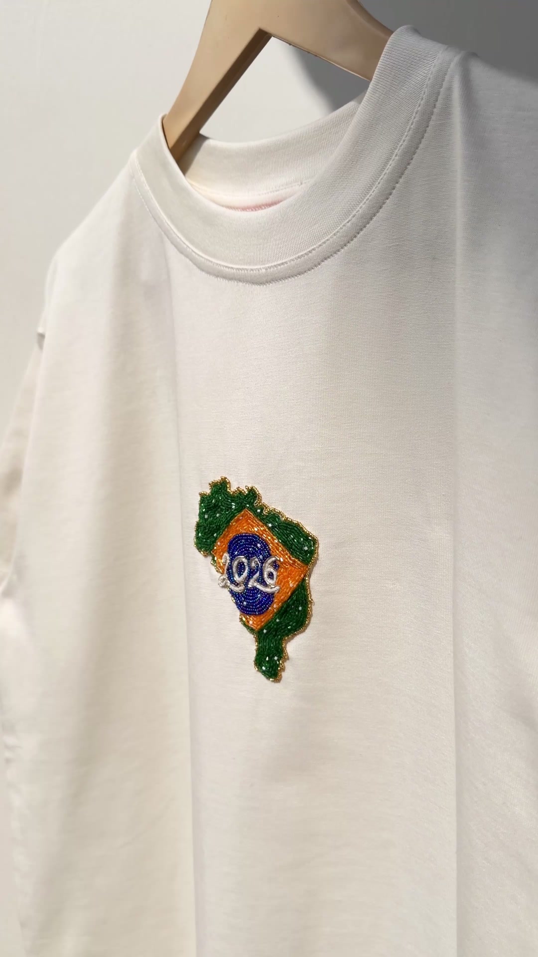 "Le Brazil 2026" Hand Embroidered T-Shirt