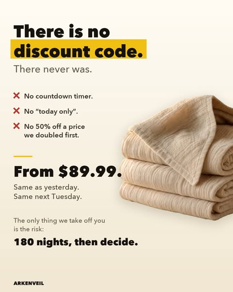 No discount code. Ever.