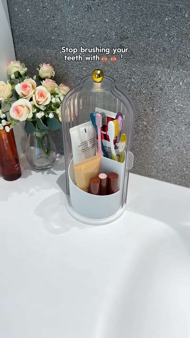 360° Rotating Makeup Brush & Toothbrush Holder