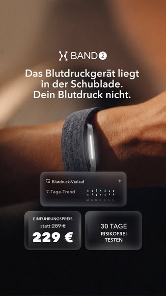 Blutdruck-Verlauf ohne Manschette. 229 € statt 289 €.