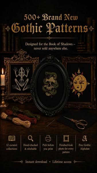 500+ New Gothic Cross Stitch Patterns