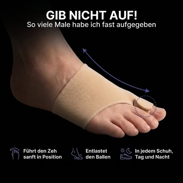 Endlich. Eine Hallux-valgus-Behandlung, die wirklich wirkt — ohne Operation.