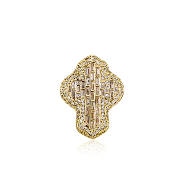 Moissanite Cross Ring Gold-8