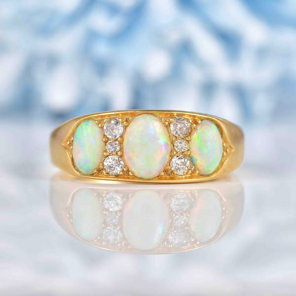 Antique Opal & Diamond 18ct Gold Ring