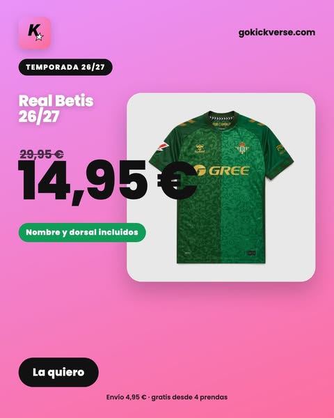 Real Betis 26/27 a 14,95 €