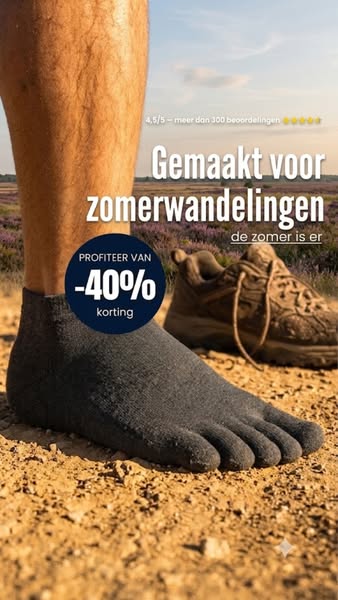 De zon staat hoog. Uw voeten blijven koel.
