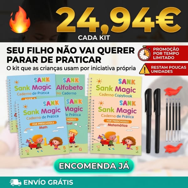 Kit x 4 livros de caligrafia e tinta mágica reutilizável | Broto