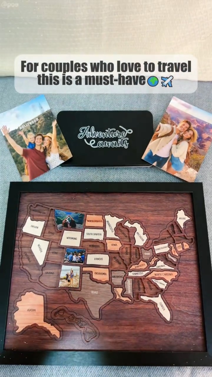 Wooden USA Travel Map PuzzleA Stylish Way to Track Your Journey & Memories