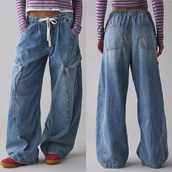 Women's Drawstring Cargo Jeans