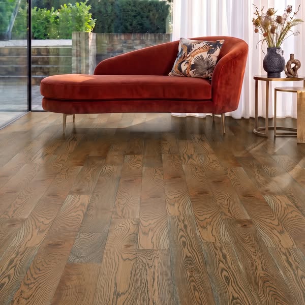 Lugano Oak Engineered Wood Flooring – Smoked Torched Brushed & Lacquered – 180mm Wide£155.99