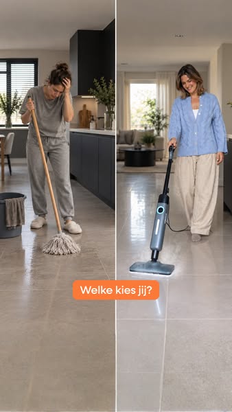 Vloer schoon, zonder emmer of dweil