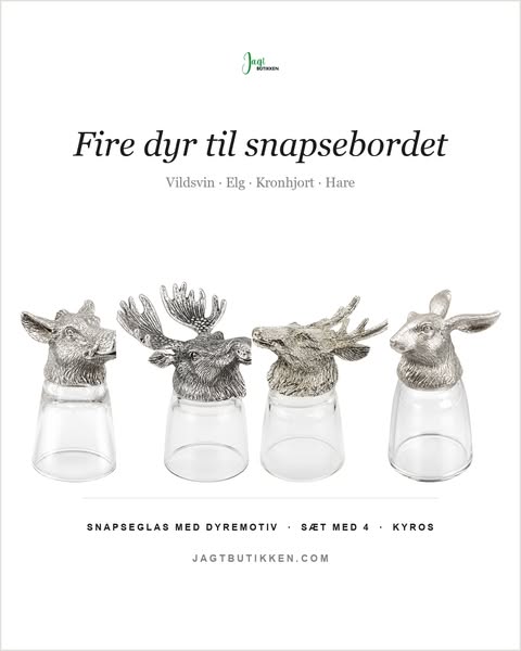 Snapseglas med dyremotiv – sæt med 4
