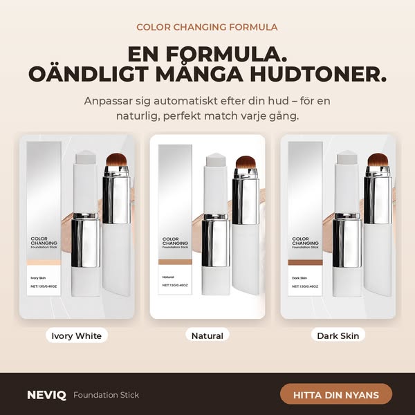 En foundation. Många hudtoner.
