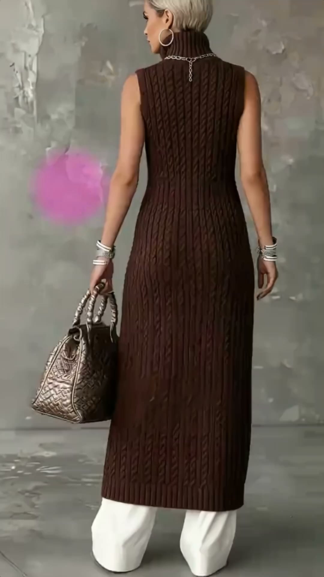 The Elara Cable Knit Longline Vest
