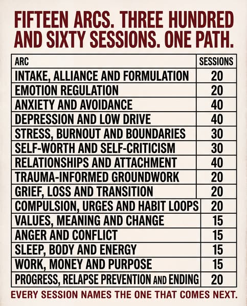 15 arcs. 360 sessions. One path.