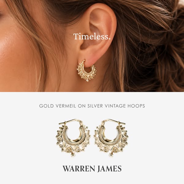 18ct Gold Vermeil On Silver Vintage-Style Hoops