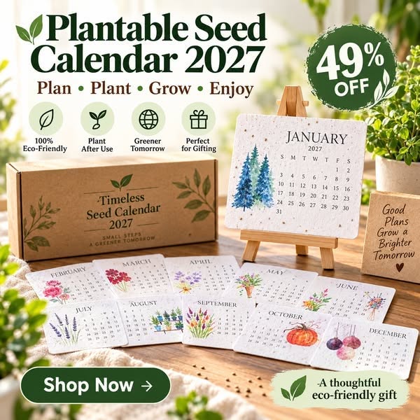 Early Holiday Sale 49% OFFEco-Friendly Plantable “Timeless” Seed Calendar 2027 - 1 set