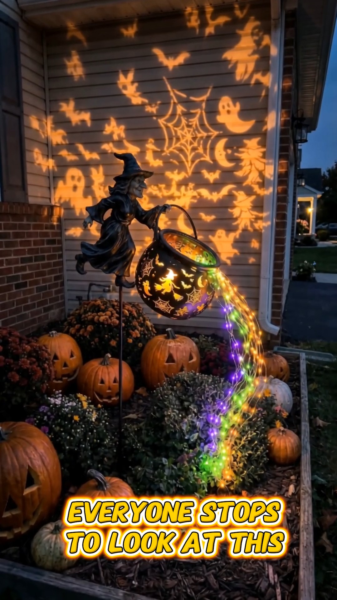 Halloween Witch Cauldron Garden Light