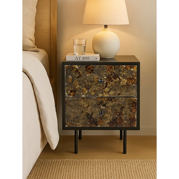 Nova Two-Drawer Iron Bedside Table